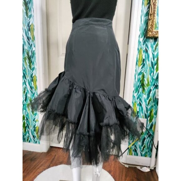 NWT Sandra Mansour x H&M Asymmetric Ruffle Tulle Flounce Skirt Black Womens Sz 2 - Picture 7 of 15